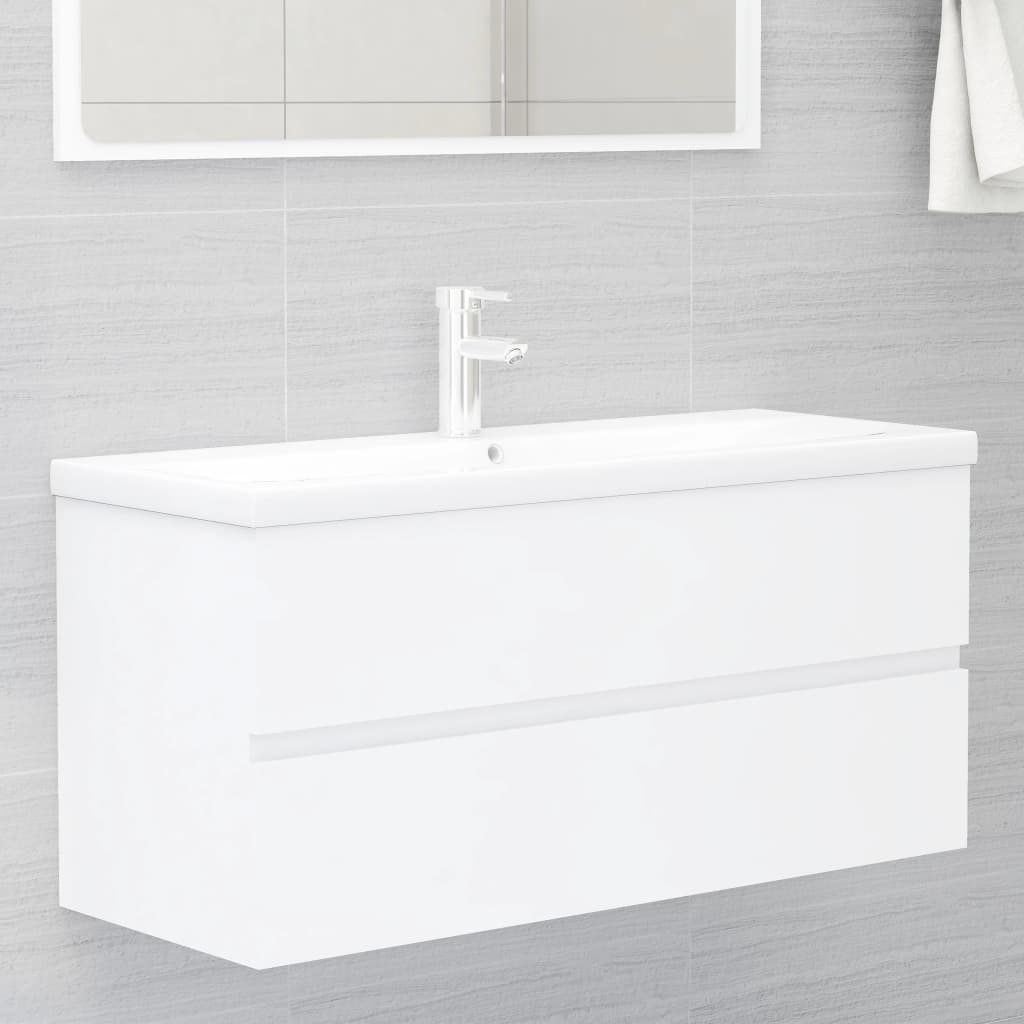 vidaXL Waschbeckenunterschrank Weiß 100x38,5x45 cm Holzwerkstoff