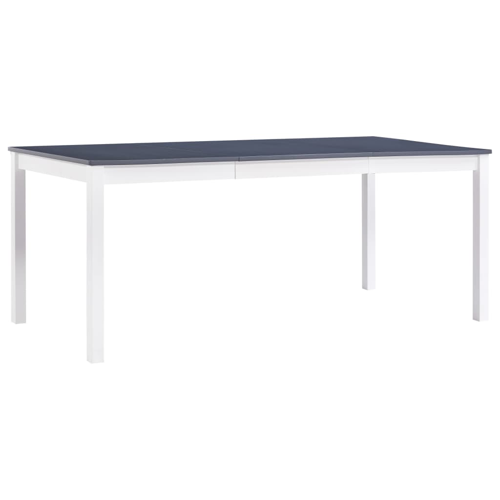 vidaXL Mesa de comedor de madera de pino blanco y gris 180x90x73 cm