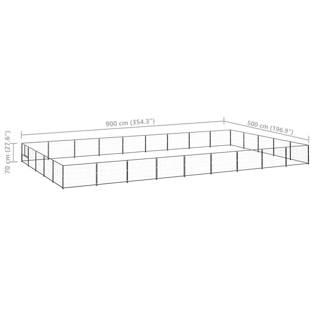 vidaXL Perrera acero 45 m² negra - Image 6