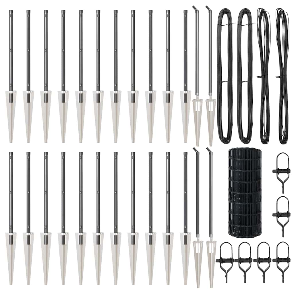 vidaXL Zaun mit Pfosten Grau 0.4 x 50 m Stahl - Image 4