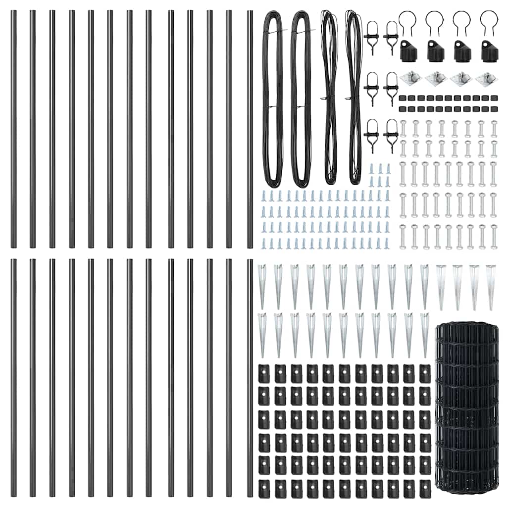 vidaXL Zaun mit Pfosten Grau 0.4 x 50 m Stahl - Image 5