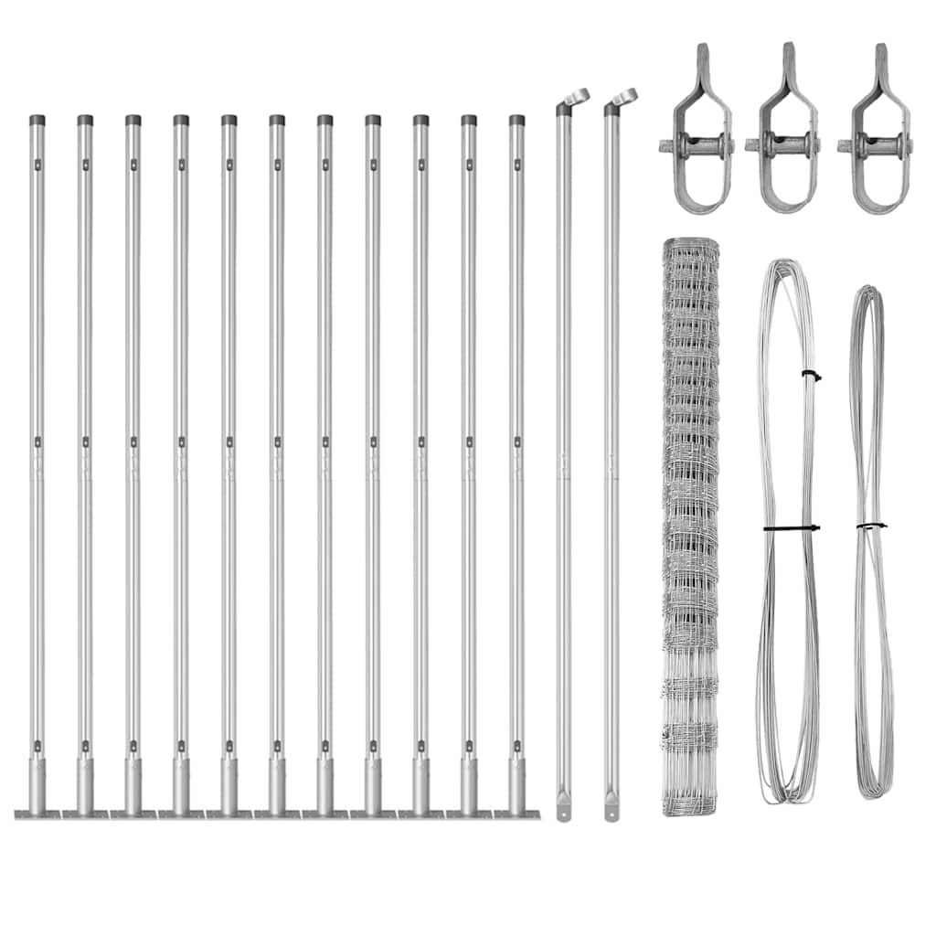 vidaXL Wildzaun Silber 25 x 1,6 m Verzinkter Stahl - Image 4