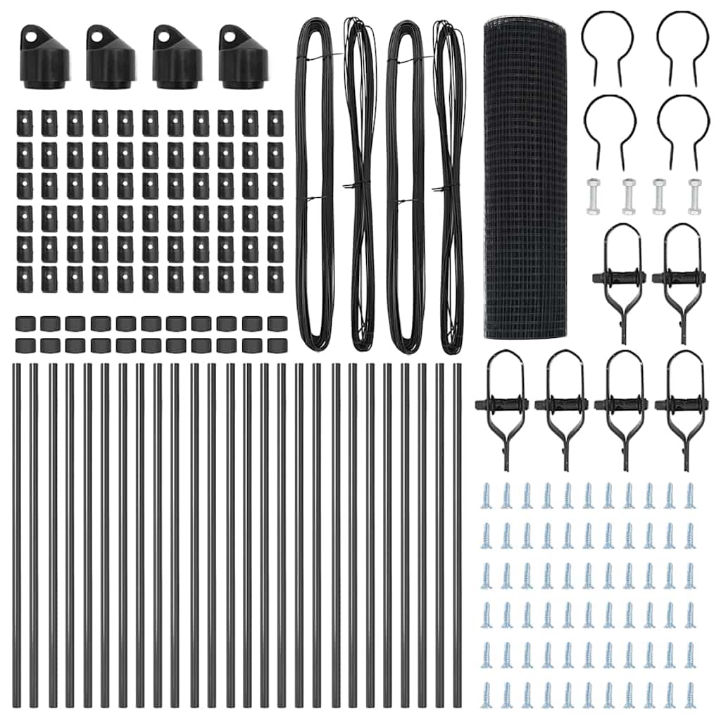 vidaXL Zaun mit Pfosten Grau 0,5 x 50 m Stahl - Image 4
