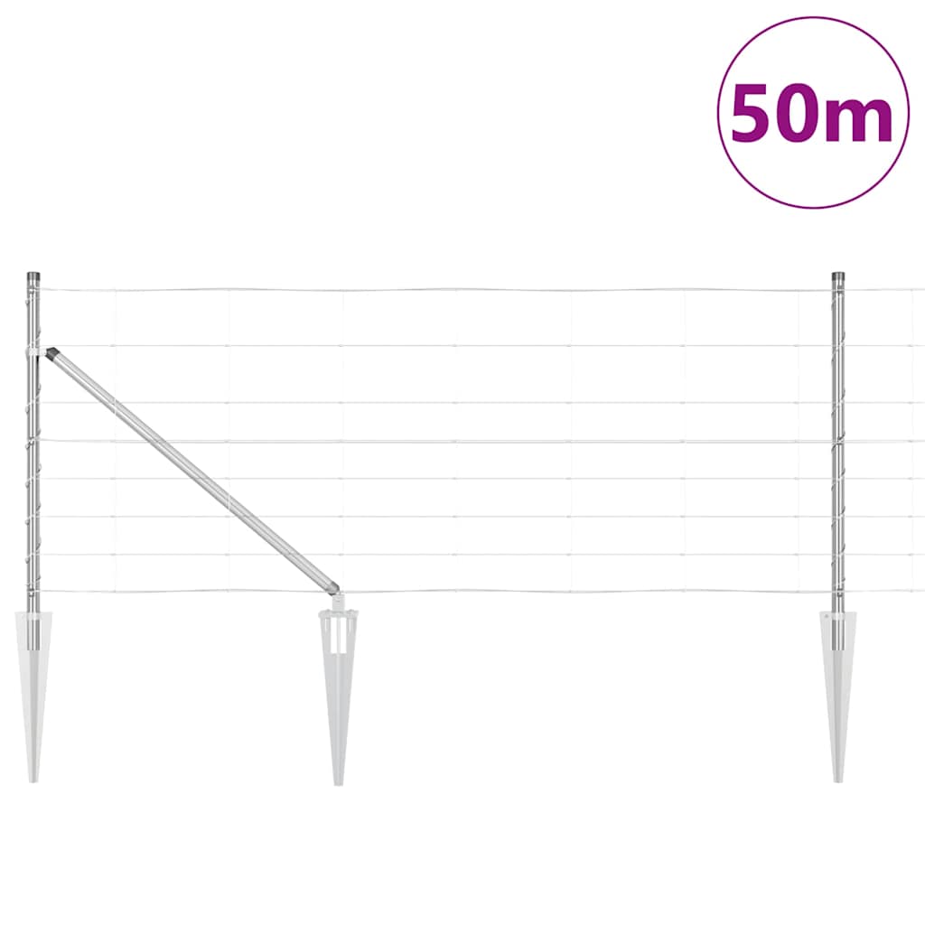 vidaXL Wildzaun Silber 50 x 0,8 m Verzinkter Stahl - Image 3