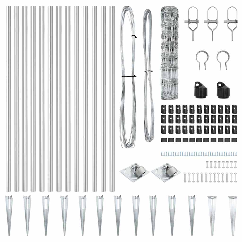 vidaXL Wildzaun Silber 50 x 0,8 m Verzinkter Stahl - Image 5
