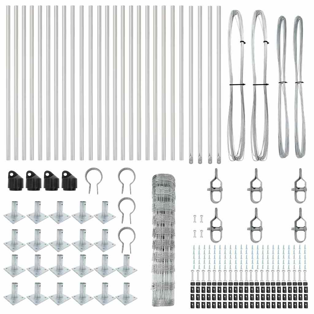 vidaXL Wildzaun Silber 50 x 1 m Verzinkter Stahl - Image 5