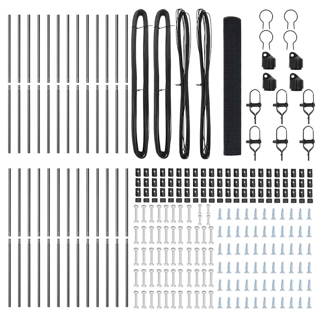vidaXL Zaun mit Pfosten Grau 1 x 50 m Stahl - Image 5