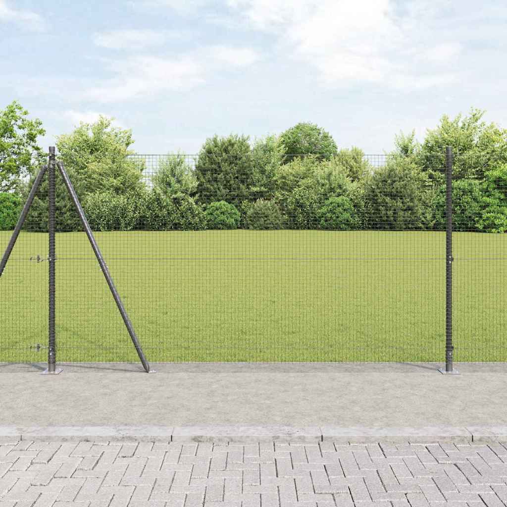 vidaXL Zaun mit Pfosten Grau 1,2 x 25 m Stahl