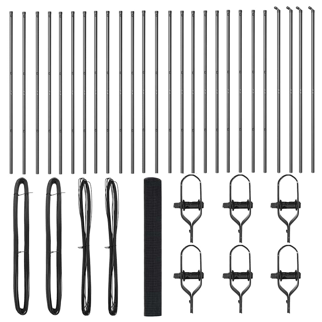 vidaXL Zaun mit Pfosten Grau 1 x 50 m Stahl - Image 4