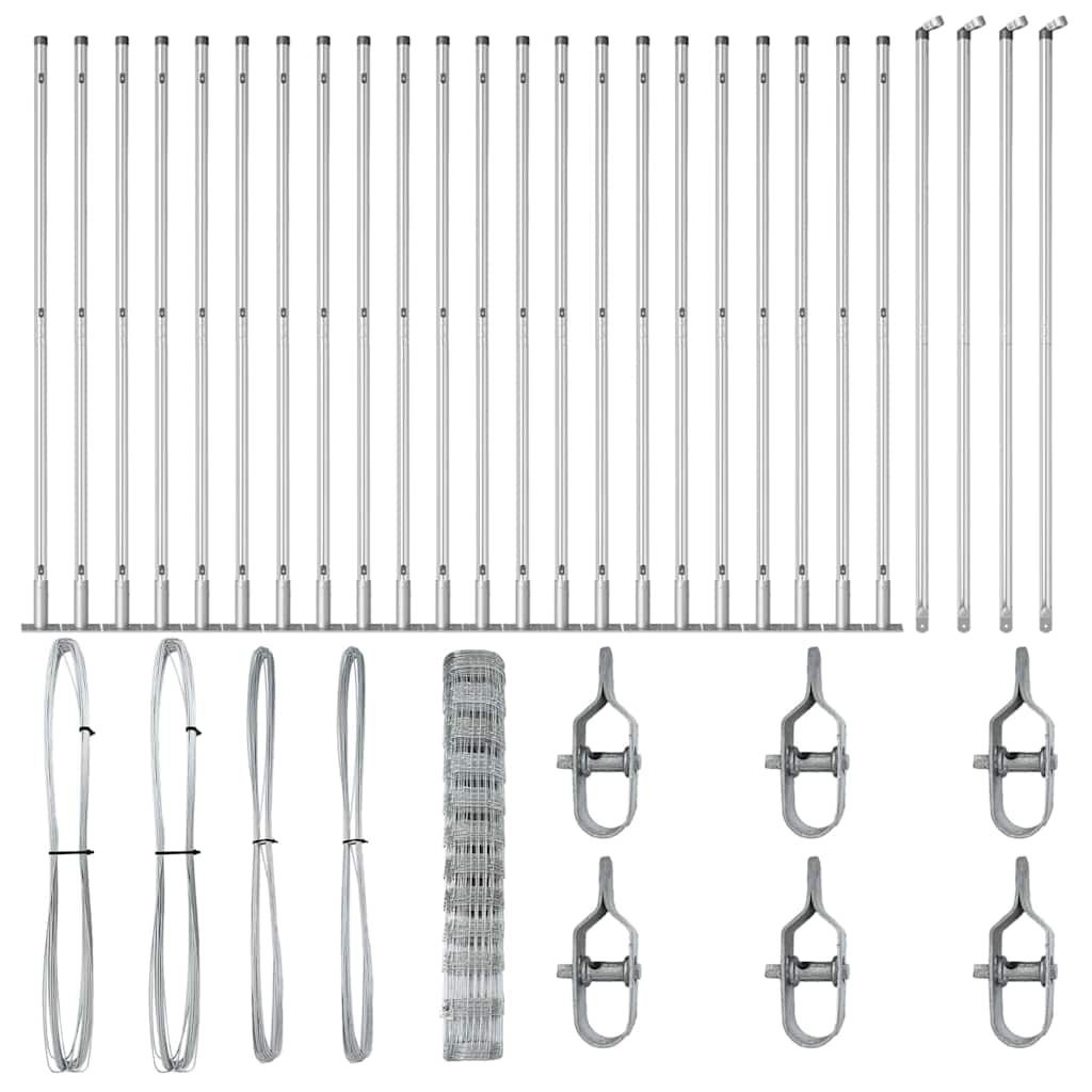 vidaXL Wildzaun Silber 50 x 1,2 m Verzinkter Stahl - Image 4