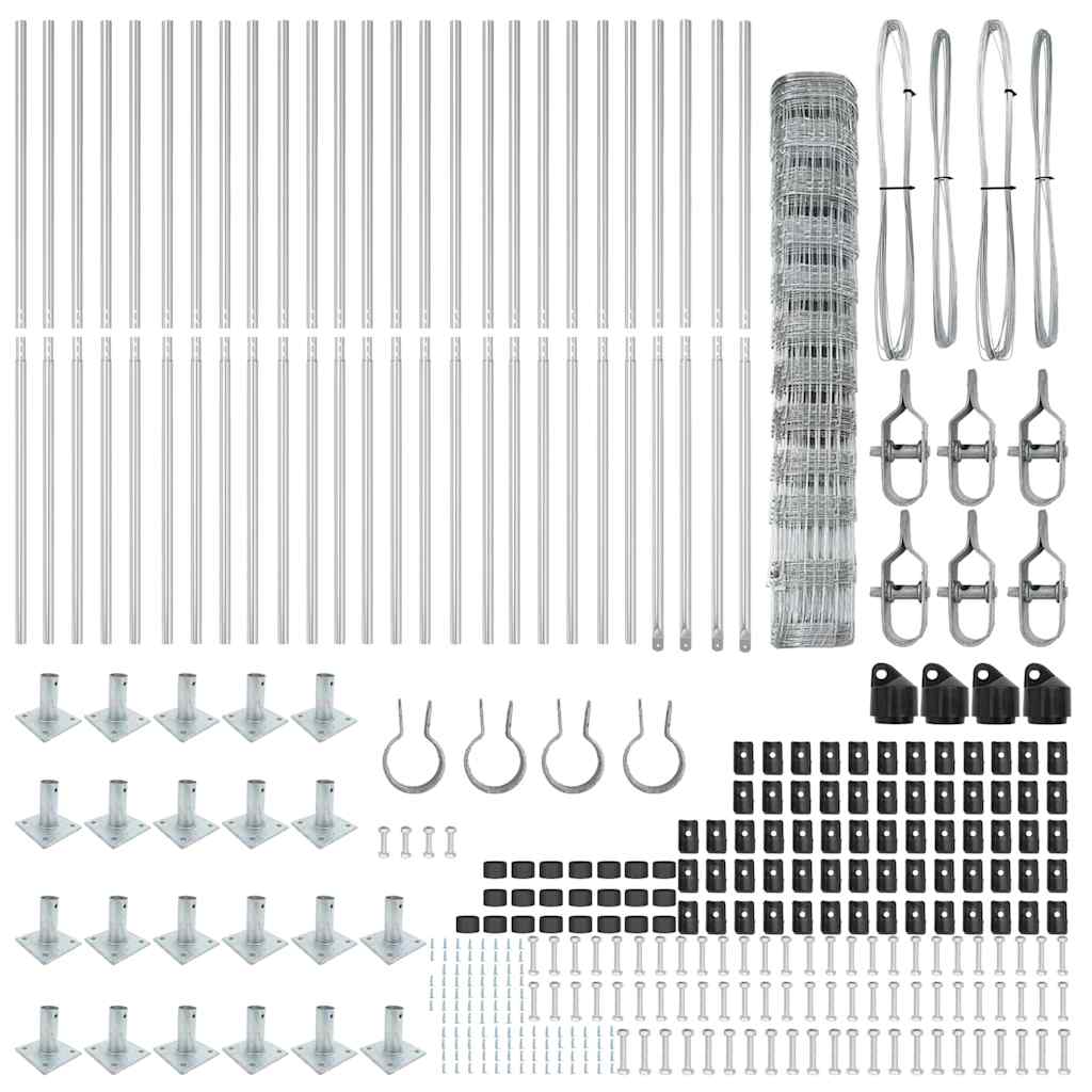 vidaXL Wildzaun Silber 50 x 1,2 m Verzinkter Stahl - Image 5