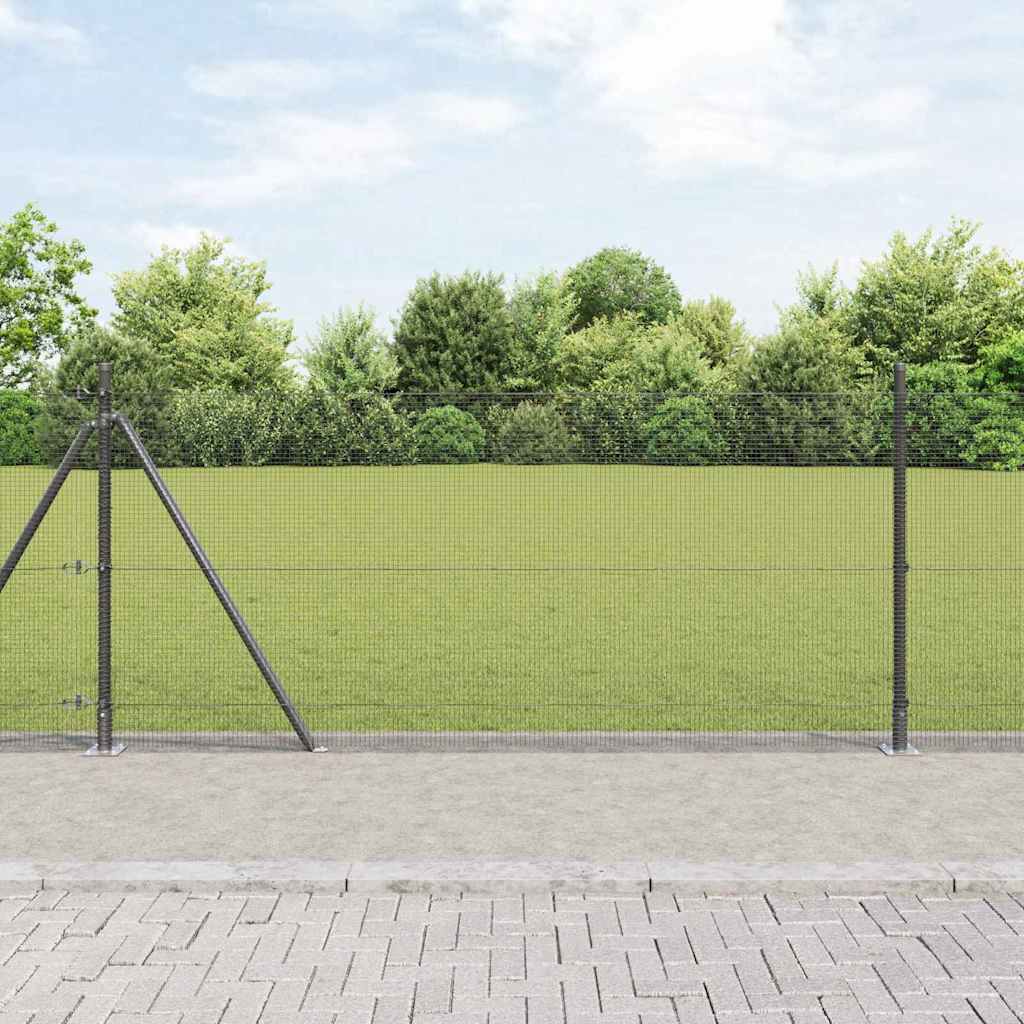 vidaXL Zaun mit Pfosten Grau 1,5 x 25 m Stahl