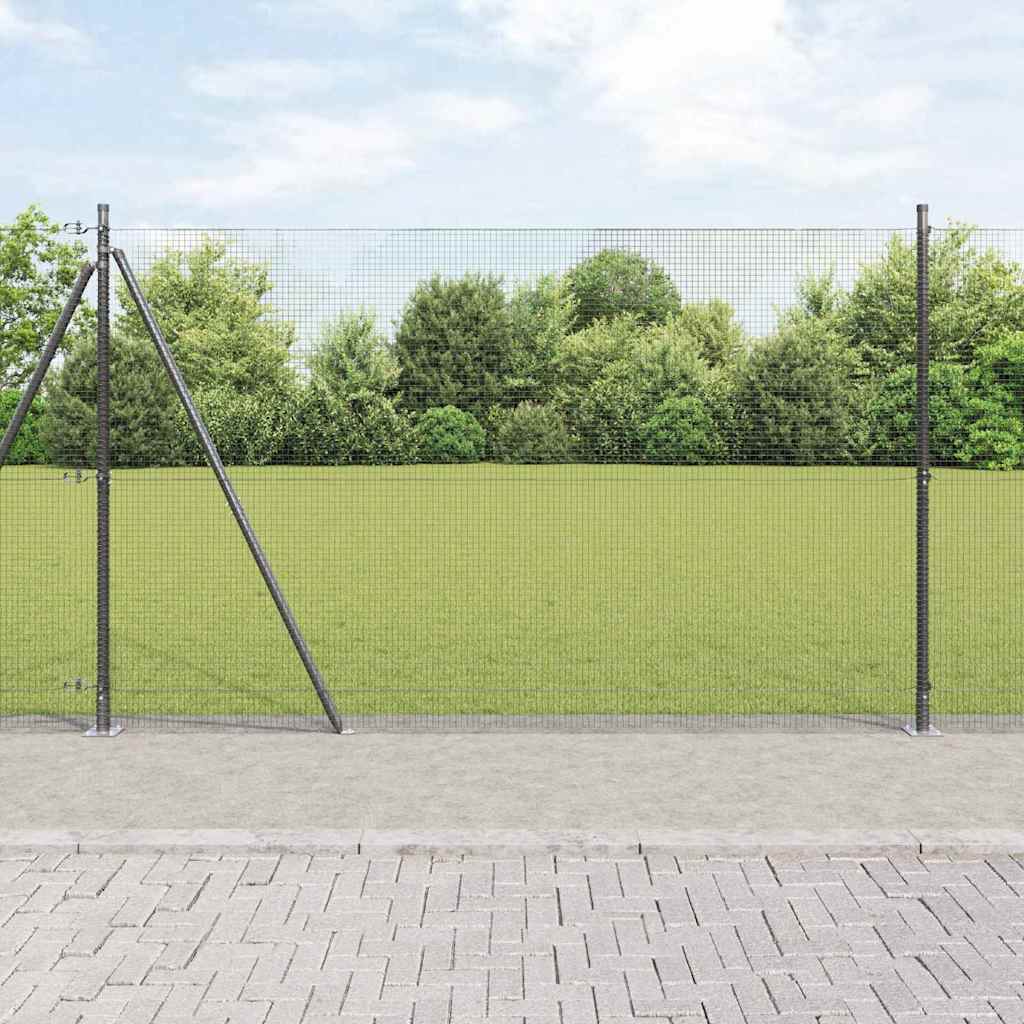 vidaXL Zaun mit Pfosten Grau 1,4 x 10 m Stahl