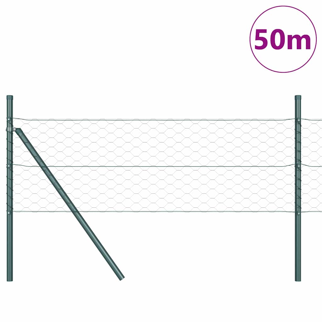 vidaXL Zaun mit Pfosten Grau 0,8 x 50 m PVC-beschichteter Stahl - Image 3