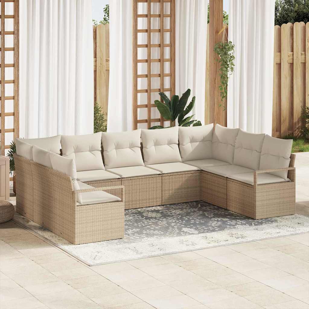 vidaXL Sofa Set mit Kissen 9 pcs Beige Poly-Rattan