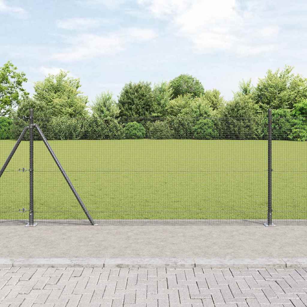 vidaXL Zaun mit Pfosten Grau 0,8 x 25 m Stahl