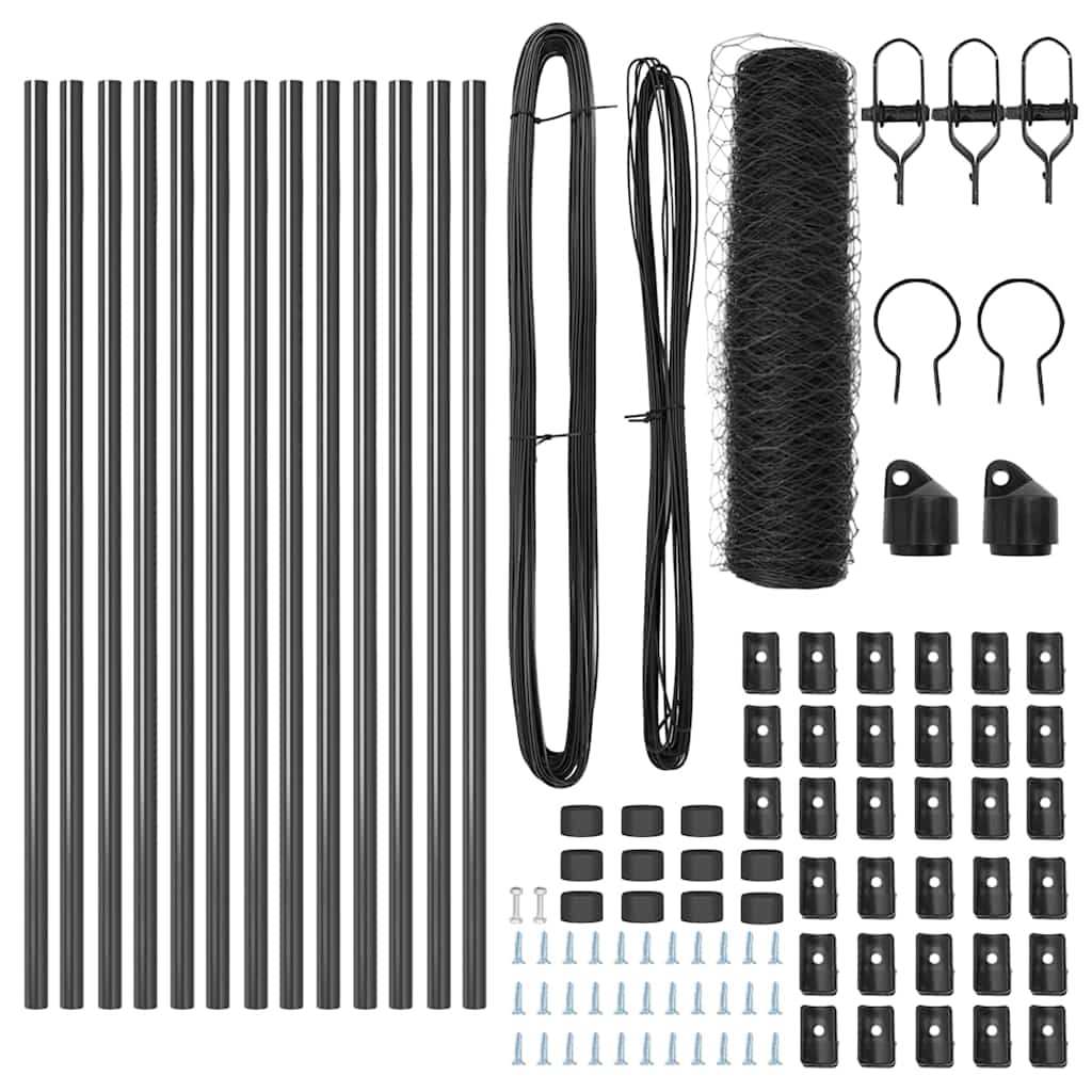 vidaXL Zaun mit Pfosten Grau 0,6 x 25 m PVC-beschichteter Stahl - Image 4