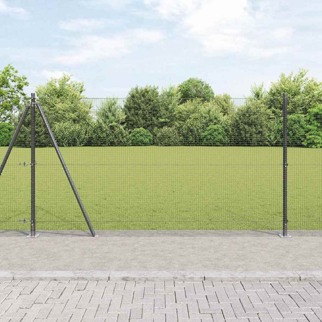 vidaXL Zaun mit Pfosten Grau 1,2 x 25 m Stahl