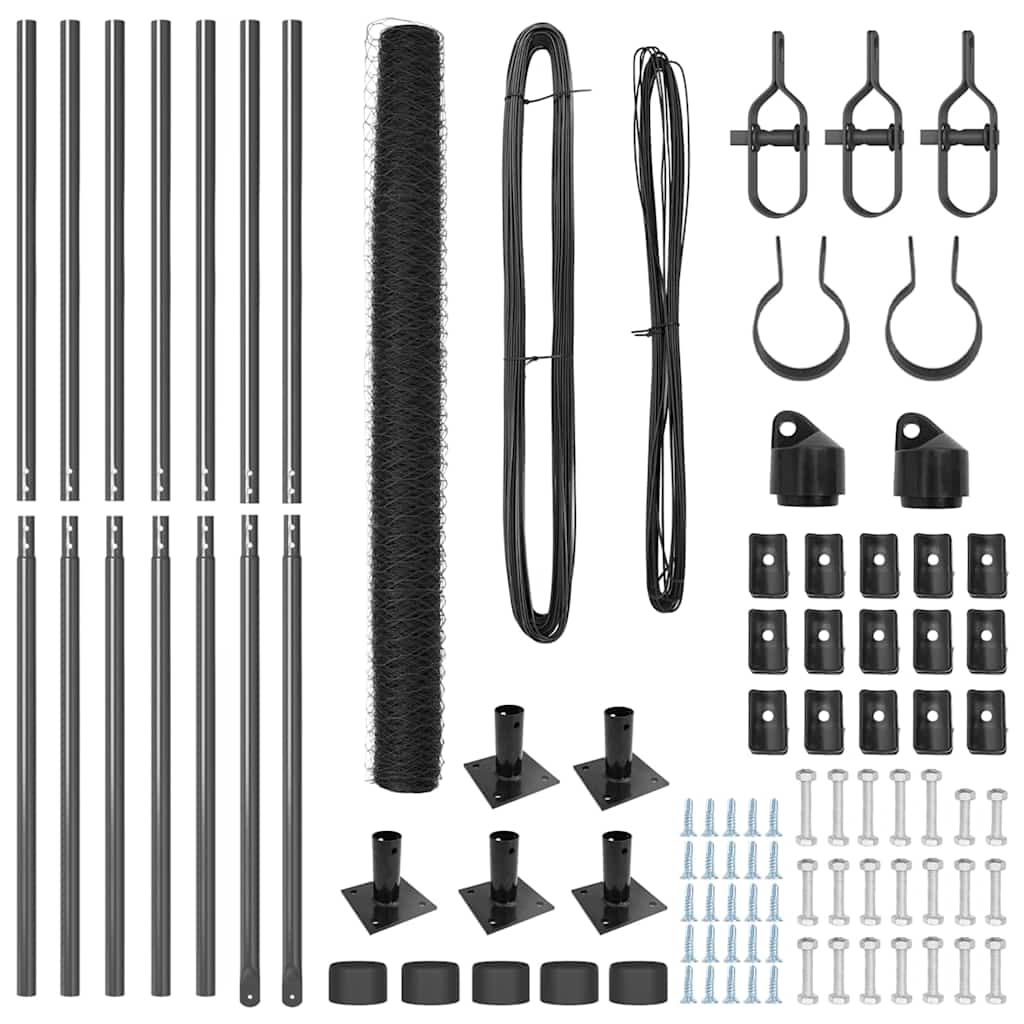 vidaXL Zaun mit Pfosten Grau 1,4 x 10 m PVC-beschichteter Stahl - Image 4