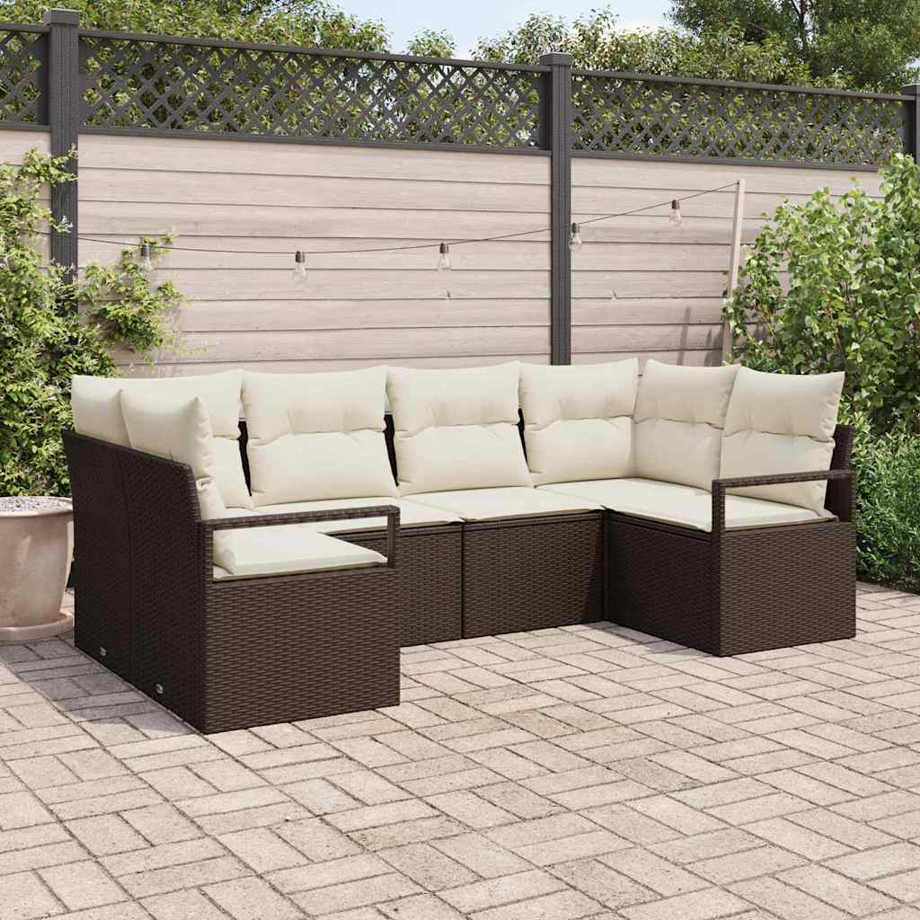 vidaXL Sofa Set mit Kissen 6 pcs Braun Poly Rattan