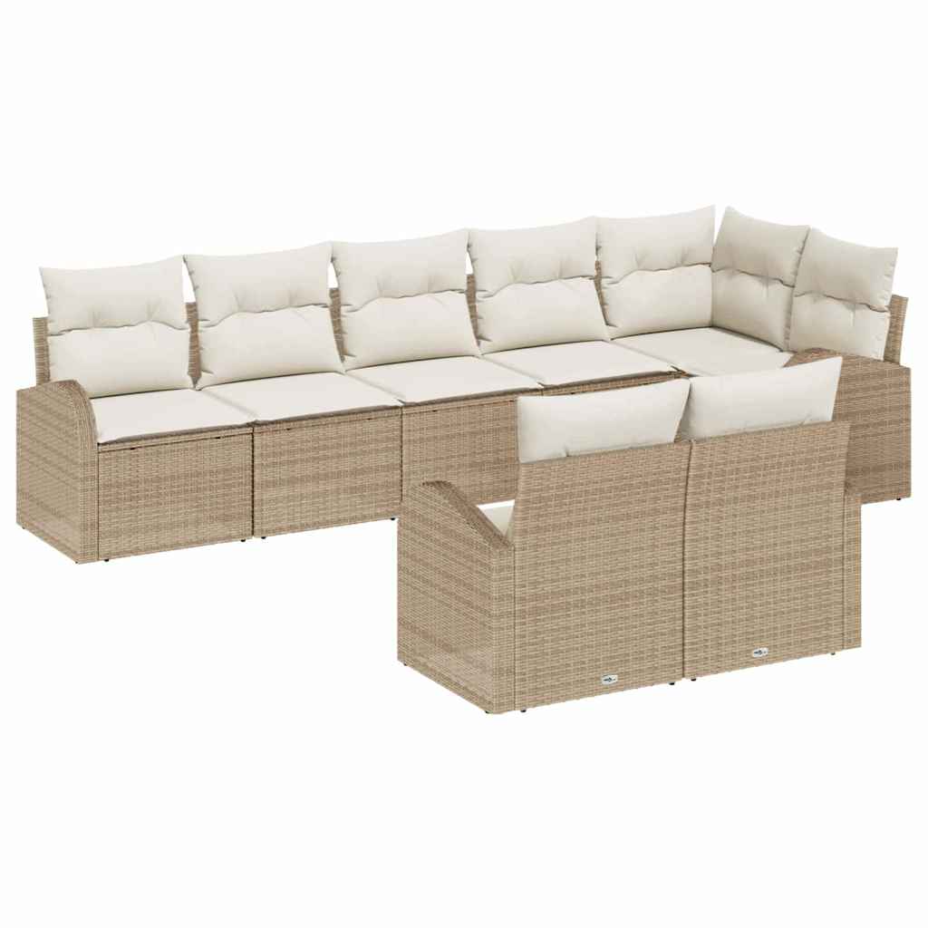 vidaXL Sofa Set mit Kissen 8 pcs Beige und Weiß Poly-Rattan
