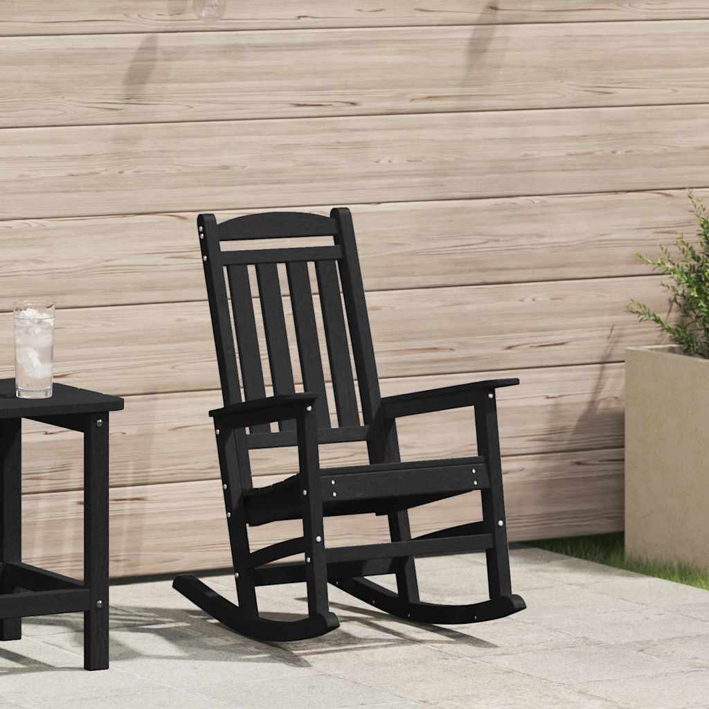 vidaXL Schaukelstuhl für den Garten Schwarz 70 x 92 x 108cm HDPE