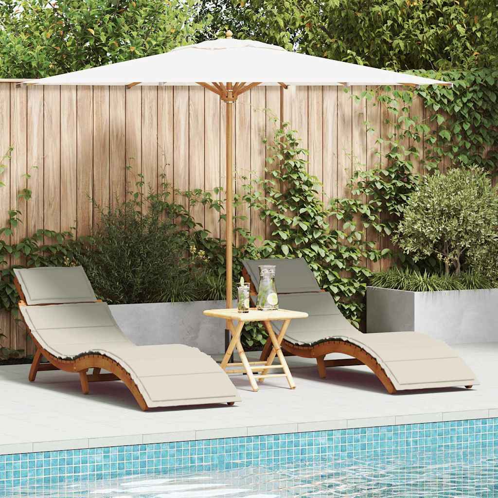 vidaXL Sonnenliege 2 pcs Weiß 184 x 55 x 64cm Massivholz Akazie