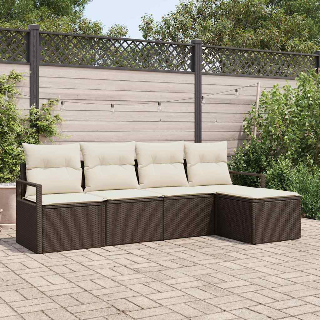 vidaXL Sofa Set 5 pcs Braun Poly-Rattan