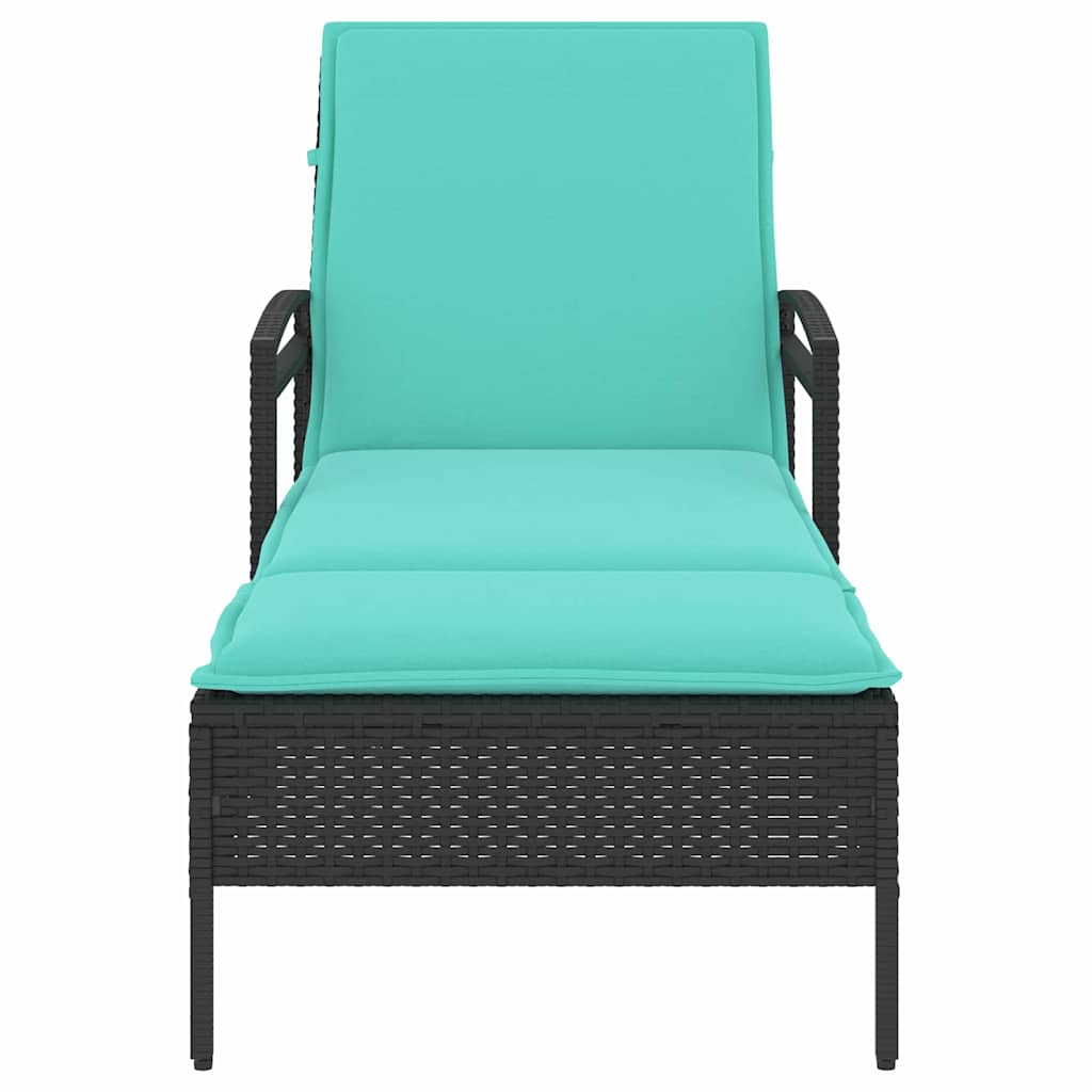 vidaXL Sonnenliege mit Kissen Schwarz 63 x 200 x 81 cm Poly Rattan - Image 3