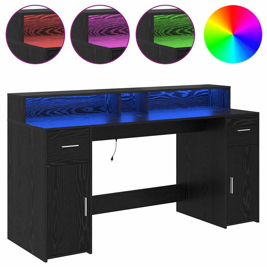 vidaXL Schreibtisch Schwarze Eiche 160 x 55 x 91 cm Holzwerkstoff - Image 4