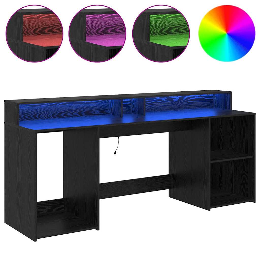 vidaXL Schreibtisch Schwarze Eiche 200 x 55 x 91 cm Holzwerkstoff - Image 4