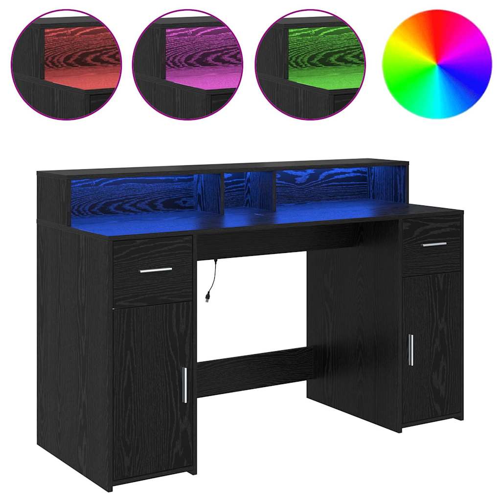 vidaXL Schreibtisch Schwarze Eiche 140 x 55 x 91 cm Holzwerkstoff - Image 4