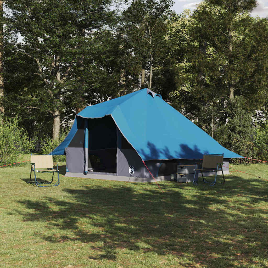 vidaXL Familien-Tipi-Zelt mit Dach Blau und Grau 358 x 296 x 258 cm