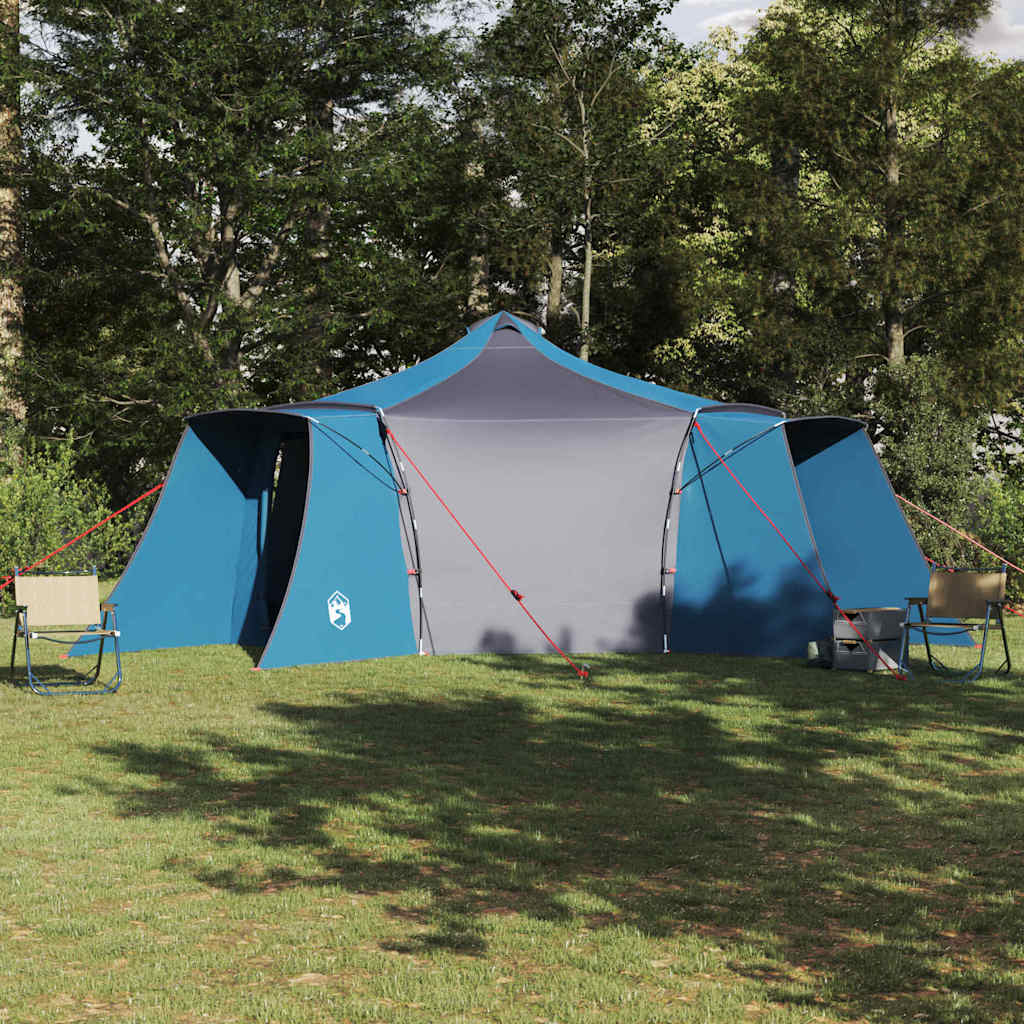vidaXL Tipi Zelt mit Dach Blau und Grau 492 x 492 x 275 cm Stoff