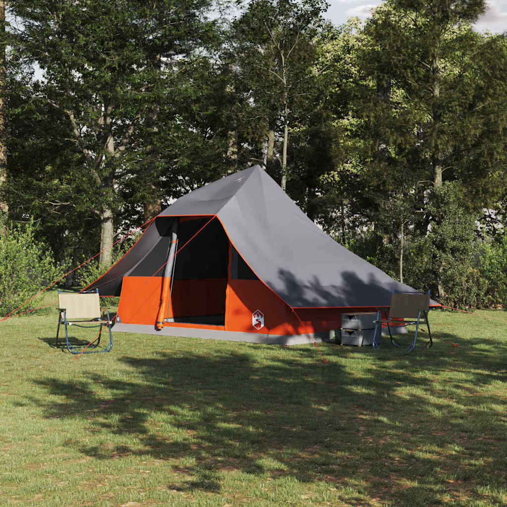 vidaXL Familien-Tipi-Zelt mit Dach Grau und Orange 364 x 281 x 257 cm