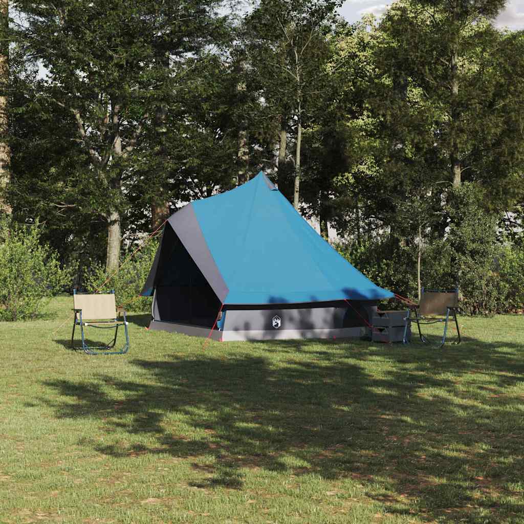 vidaXL Familien-Tipi-Zelt mit Dach Blau und Grau 400 x 346 x 250 cm