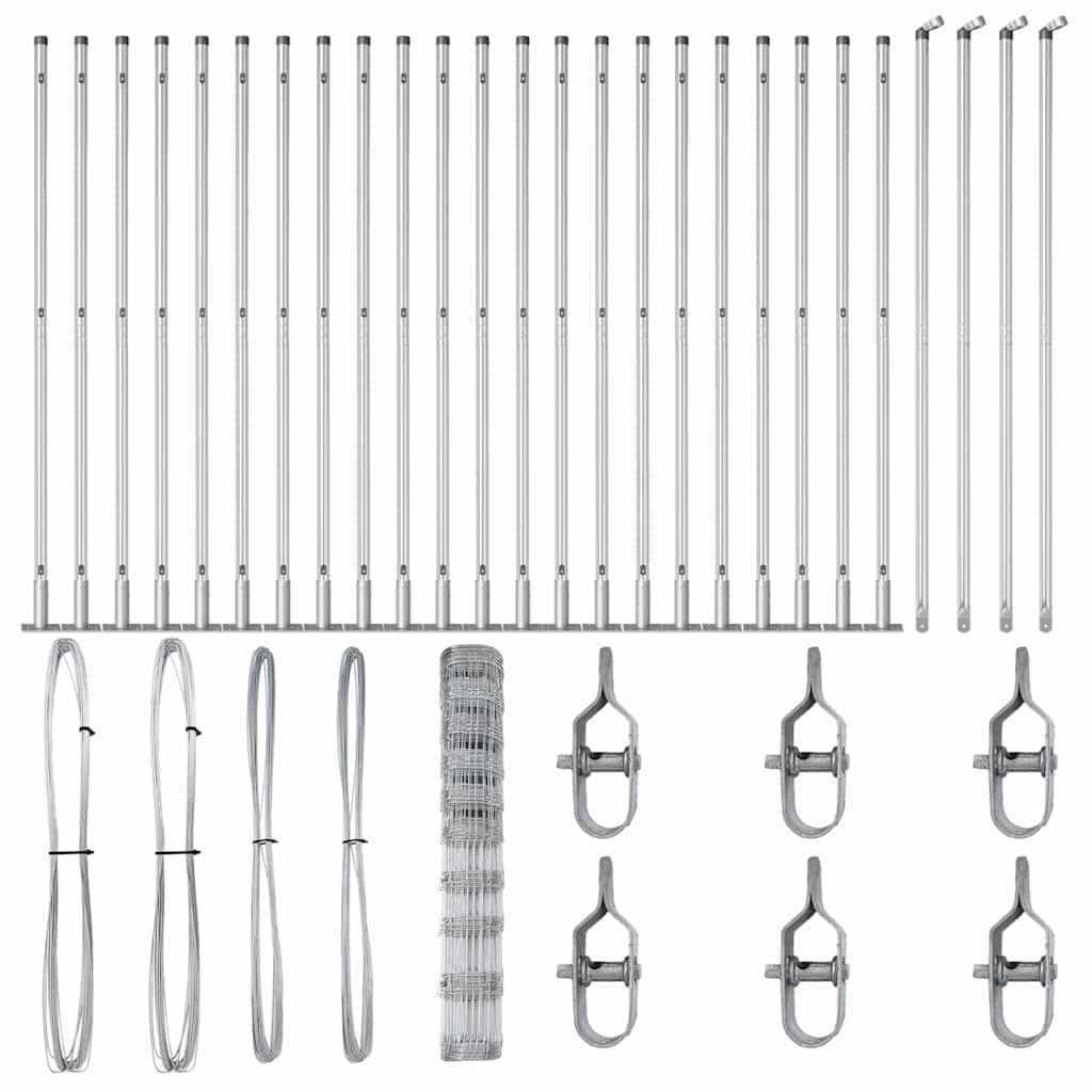 vidaXL Wildzaun Silber 50 x 1,2 m Verzinkter Stahl - Image 4