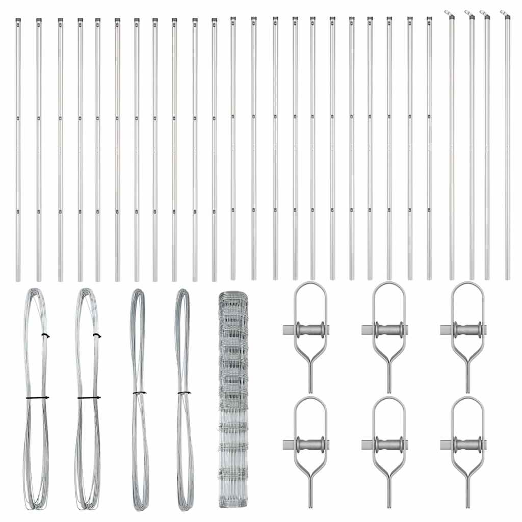 vidaXL Wildzaun Silber 50 x 1,4 m Verzinkter Stahl - Image 4