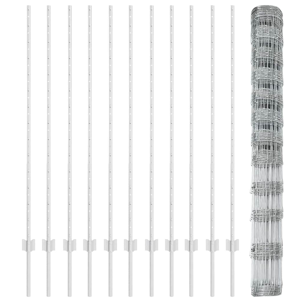 vidaXL Zaun mit Pfosten Silber 1,4 x 25 m Stahl - Image 5