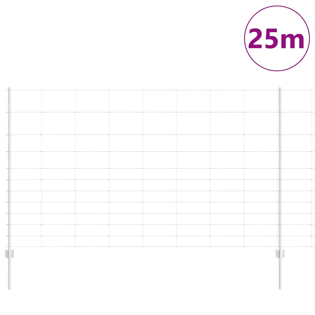 vidaXL Zaun mit Pfosten Silber 1,4 x 25 m Stahl - Image 3
