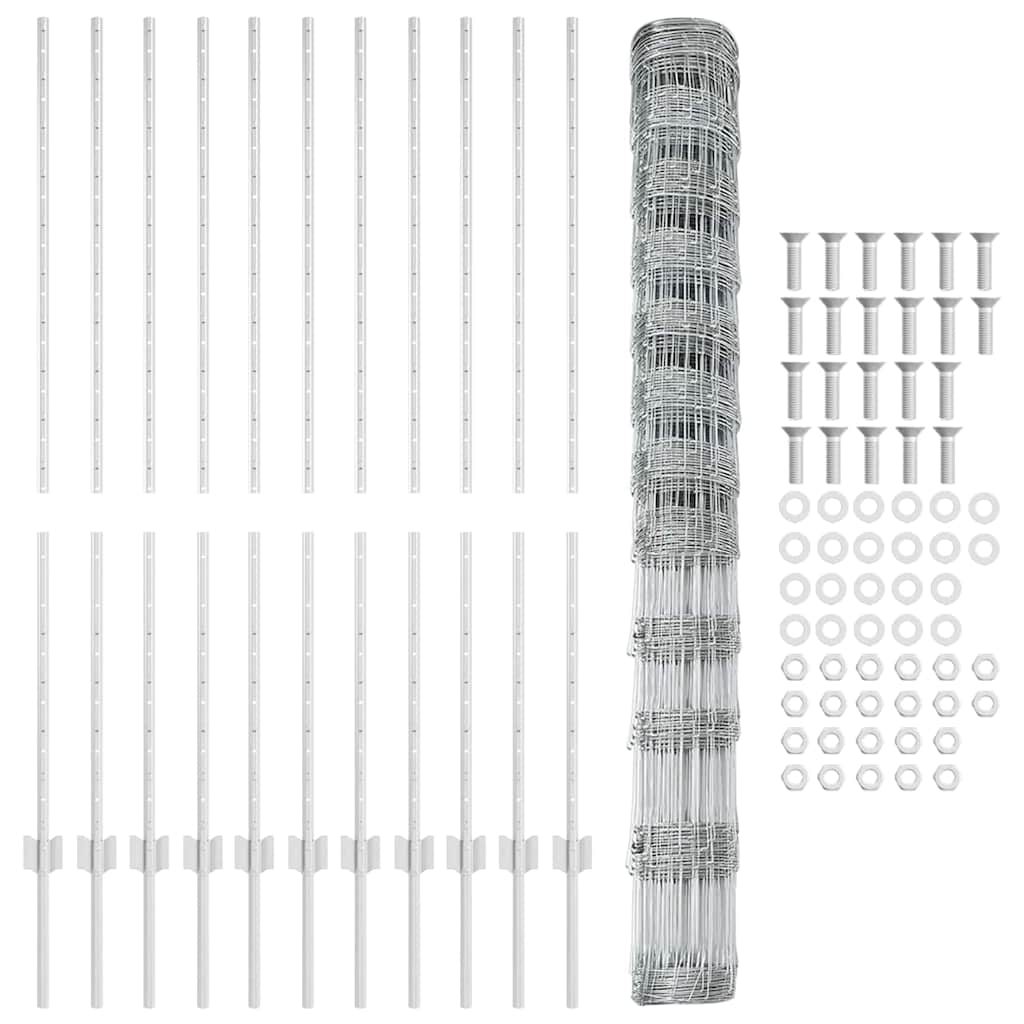 vidaXL Zaun mit Pfosten Silber 1,4 x 25 m Stahl - Image 4
