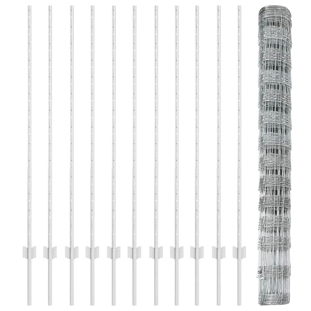 vidaXL Zaun mit Pfosten Silber 1,4 x 25 m Stahl - Image 5