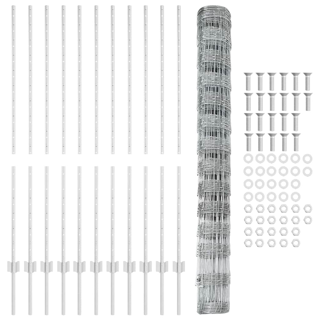 vidaXL Zaun mit Pfosten Silber 1,4 x 25 m Stahl - Image 4