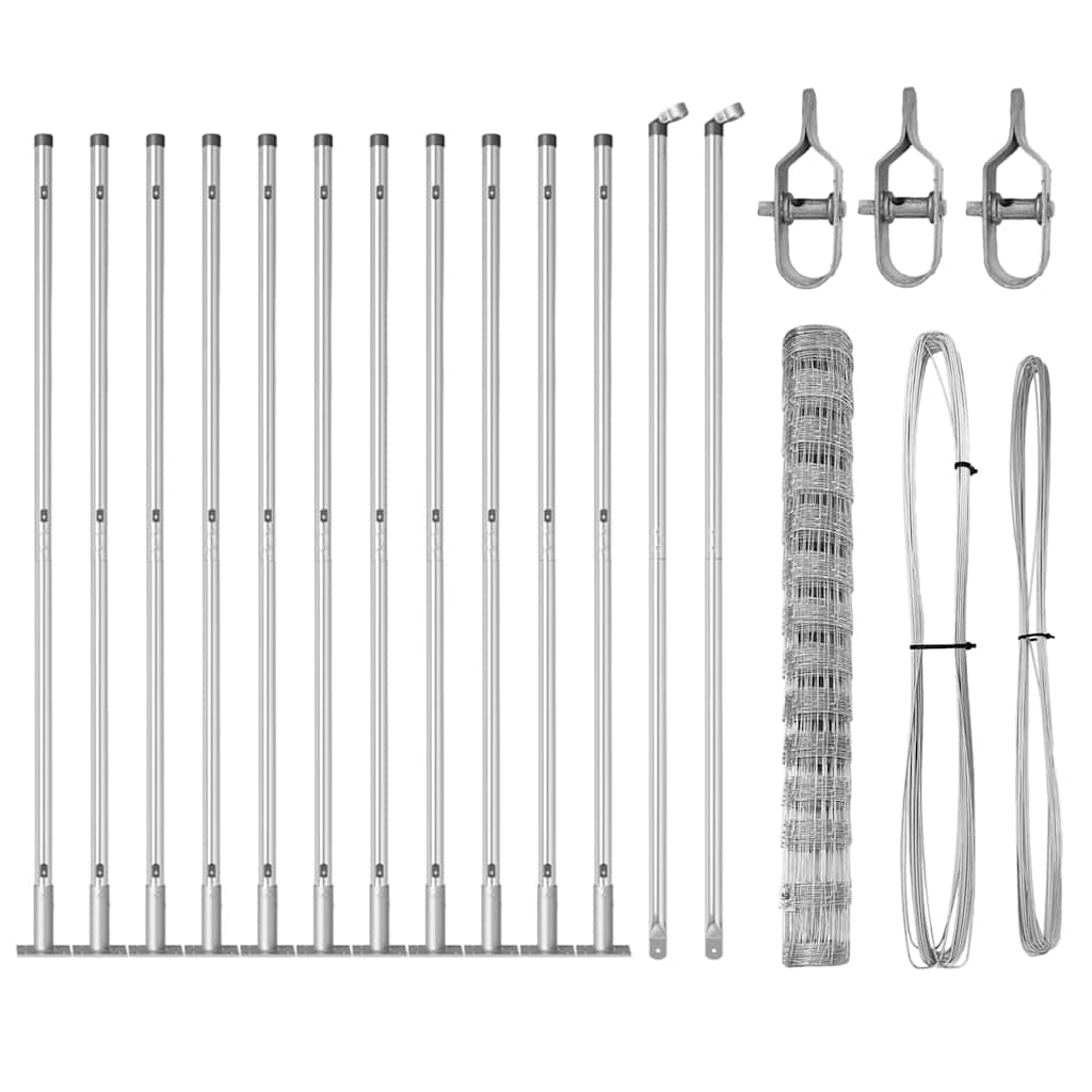 vidaXL Wildzaun Silber 25 x 1,4 m Verzinkter Stahl - Image 4