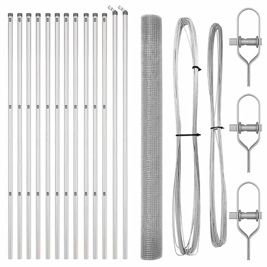 vidaXL Zaun mit Pfosten Silber 1,5 x 25 m Stahl - Image 4