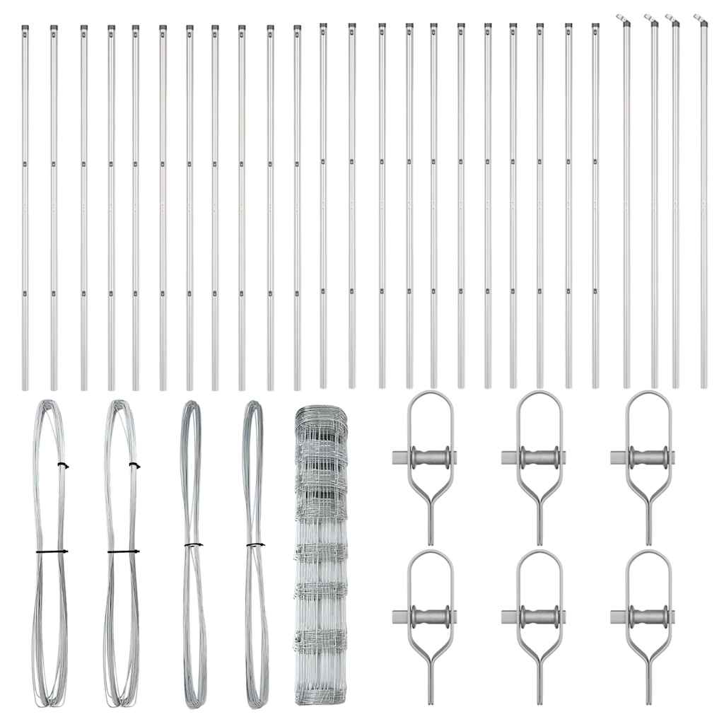 vidaXL Wildzaun Silber 50 x 1 m Verzinkter Stahl - Image 4