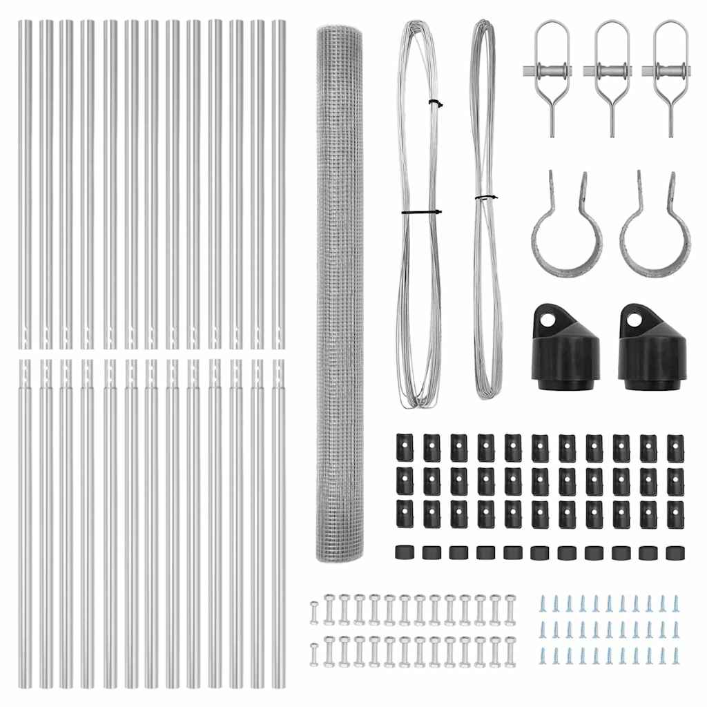 vidaXL Zaun mit Pfosten Silber 1,5 x 25 m Stahl - Image 5
