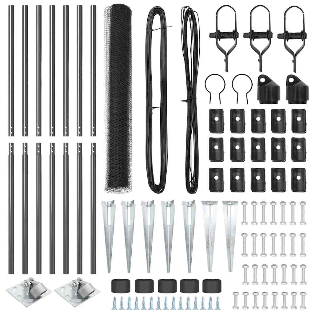vidaXL Zaun mit Pfosten Grau 1,2 x 10 m PVC-beschichteter Stahl - Image 4