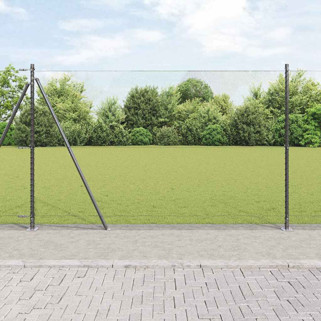vidaXL Zaun mit Pfosten Grau 1,5 x 50 m PVC-beschichteter Stahl
