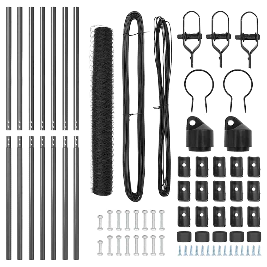 vidaXL Zaun mit Pfosten Grau 1,2 x 10 m PVC-beschichteter Stahl - Image 4